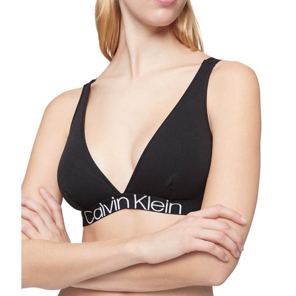 Calvin Klein QF6577-001 Women's Black Bralette Comfort Cotton Unlined Triangle - Picture 3 of 5